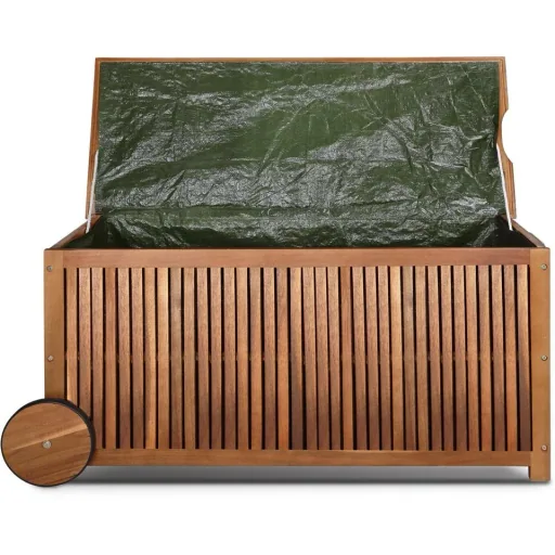 Support box / cushion box acacia wood 117x52x58.5cm including inner sail