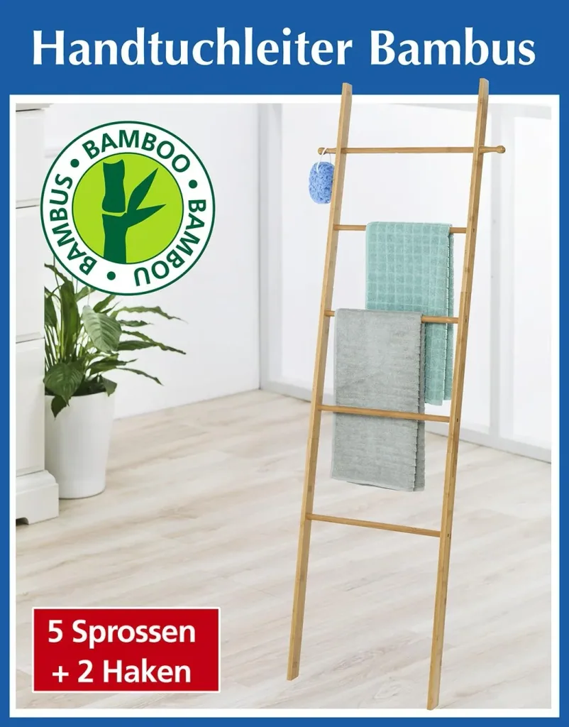Bamboo ladder with hook, bathroom series “Bahari”