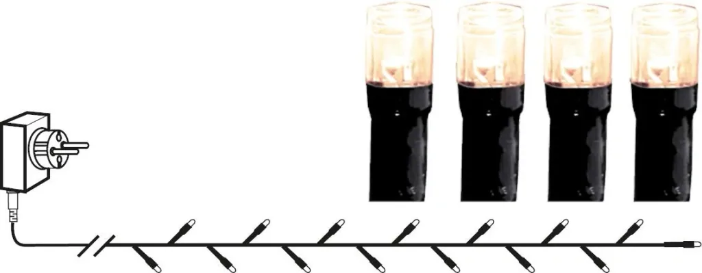 LED light chain for indoor and outdoor use, 180 crispy ice white LEDs