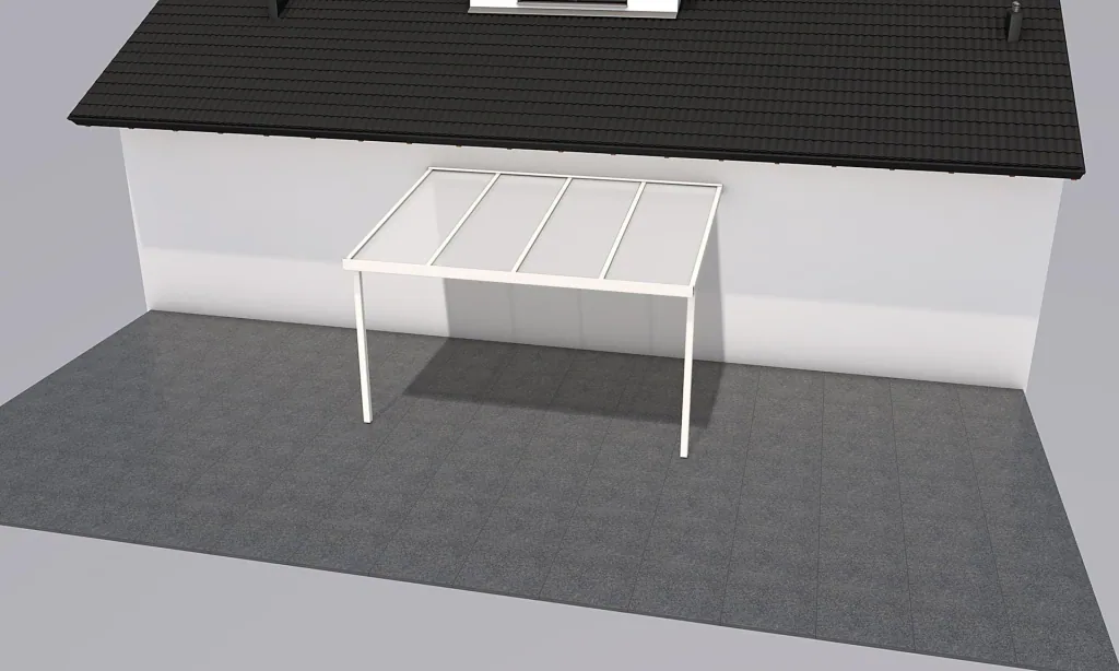 Patio roof Premium, white, 4102 x 3060 mm - Polycarbonate multi-wall sheets 16 mm, opal