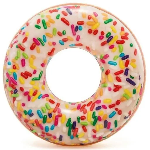Inflatable donuts sprayed