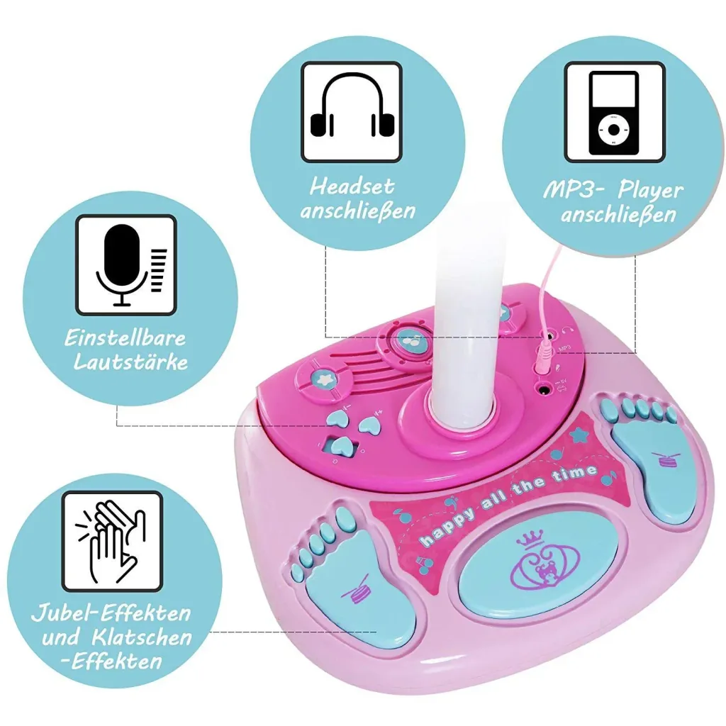 Children's microphone stand microphone flashing lights pink