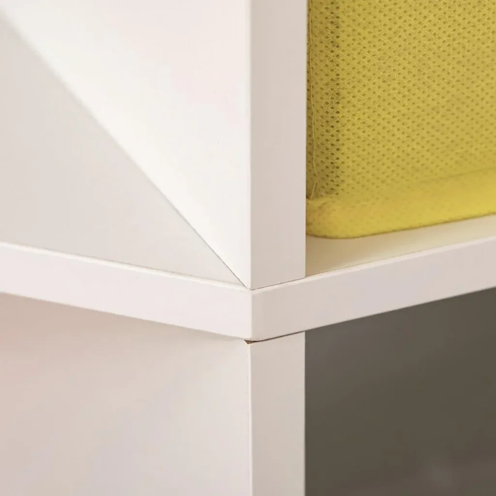 Children's shelf corner shelf with 3 storage boxes children's room toy storage for 3-12 year old children white 57.4 x 57.4 x 94 cm