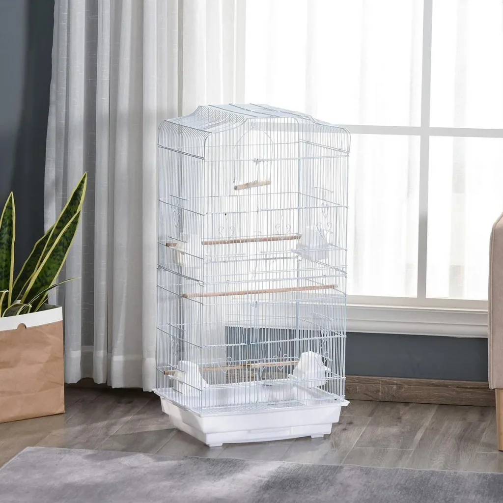 Bird cage bird house bird aviary for parrot budgie bird builder with removable bottom tray white 47.5 x 36 x 91
