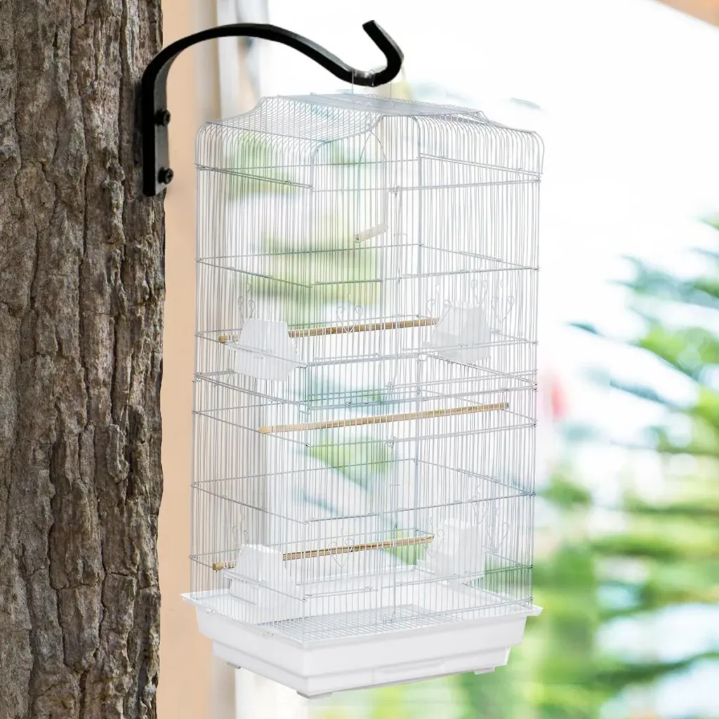 Bird cage bird house bird aviary for parrot budgie bird builder with removable bottom tray white 47.5 x 36 x 91
