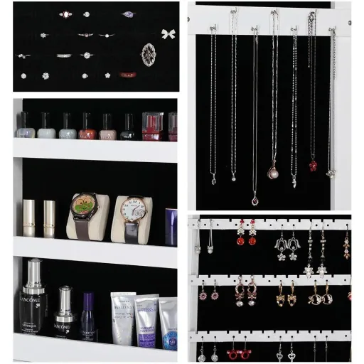 Jewelry Cabinet - Mirror, White - Hanging