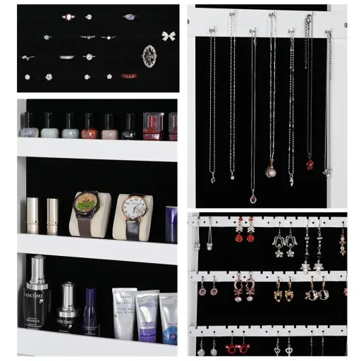 Jewelry Cabinet - Mirror, White - Hanging