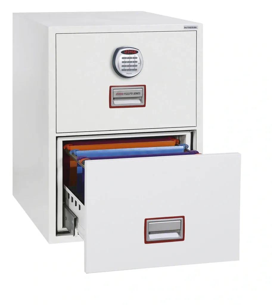 World Class Vertical Fire File filing cabinet with 2 drawers and electronic lock