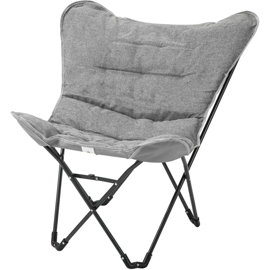 Folding camping chair - steel - light grey - 88 x 74 x 84 cm