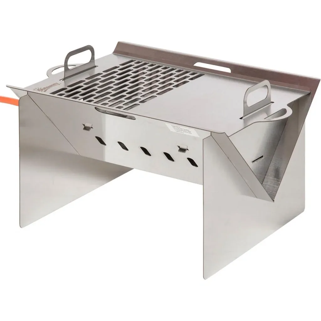 Table grill with piezo ignition - stainless steel - 52 x 40 x 31 cm