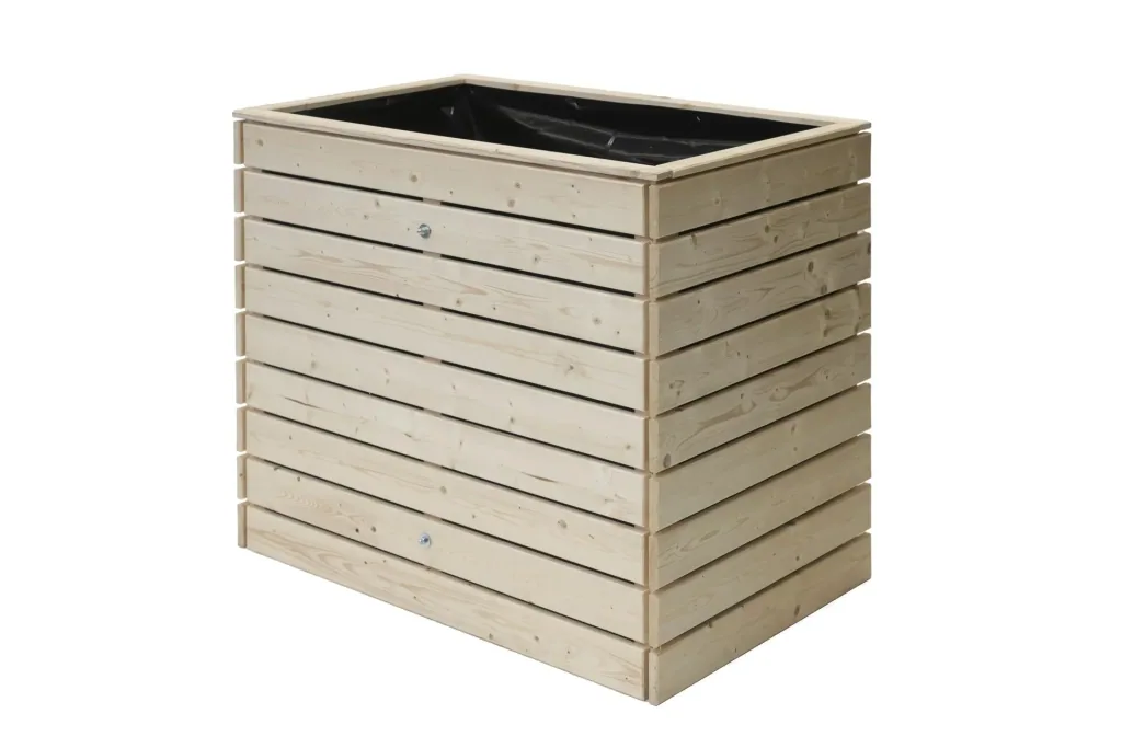 Verhoogde moestuinbak Asket M, 110×70×90 cm, Natuur – Vurenhout, rugvriendelijk