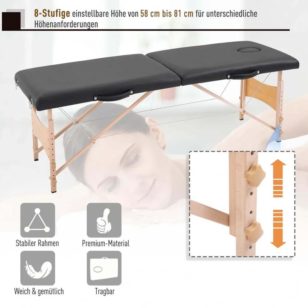Mobile massage table black