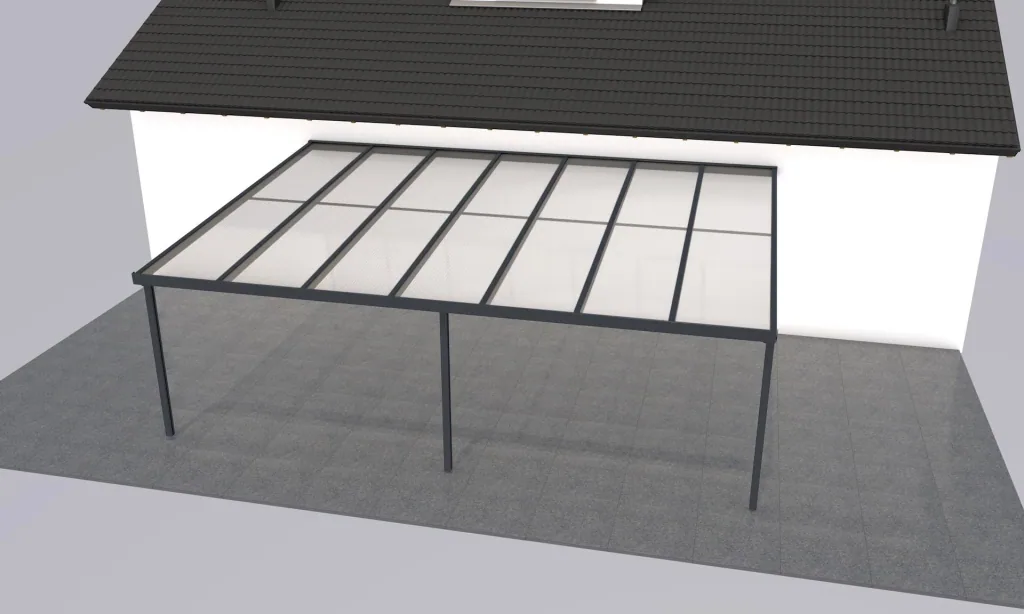 Patio roof Premium, anthracite, 7120 x 5060 mm - Polycarbonate multi-wall sheets 16 mm, bronze