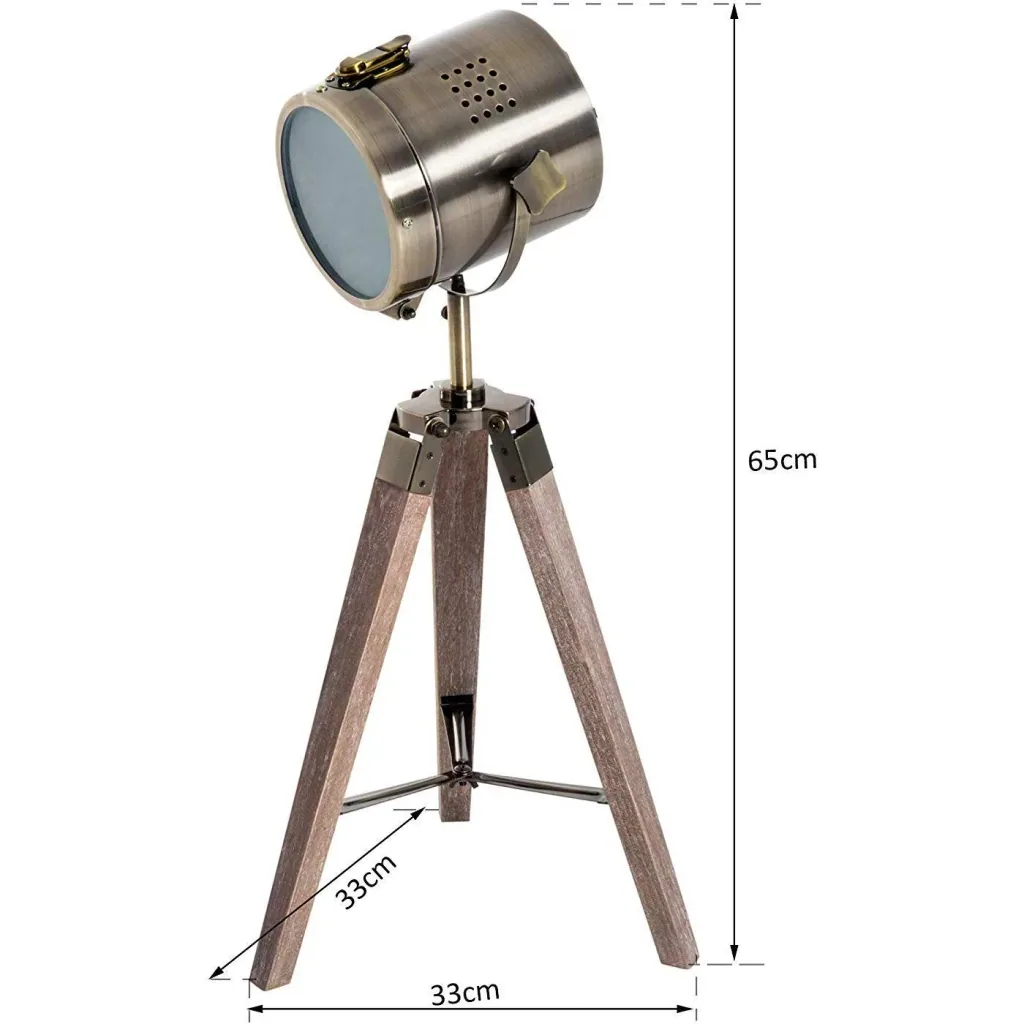 Table lamp wooden table lamp tripod E14 bronze
