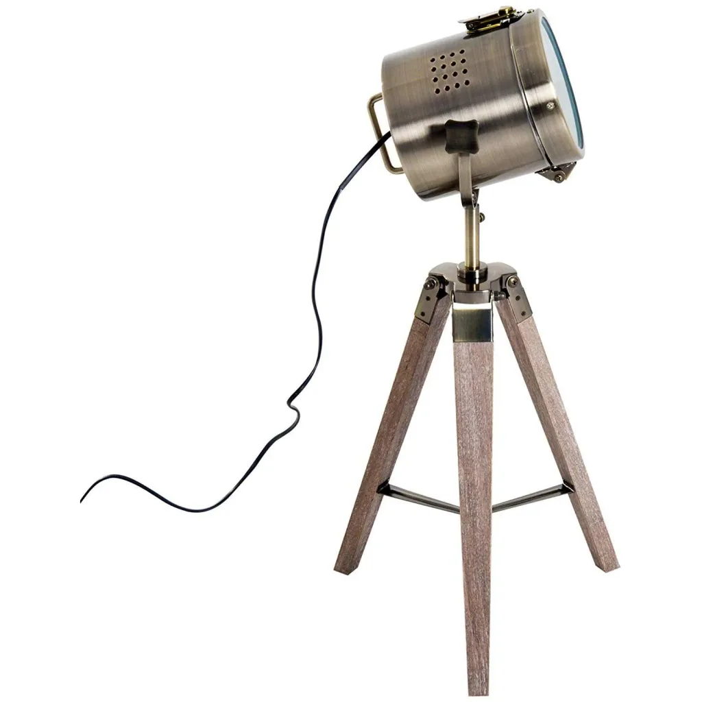 Table lamp wooden table lamp tripod E14 bronze