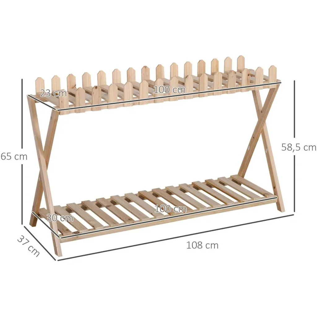 Plant stand - solid wood - 108 x 37 x 65 cm