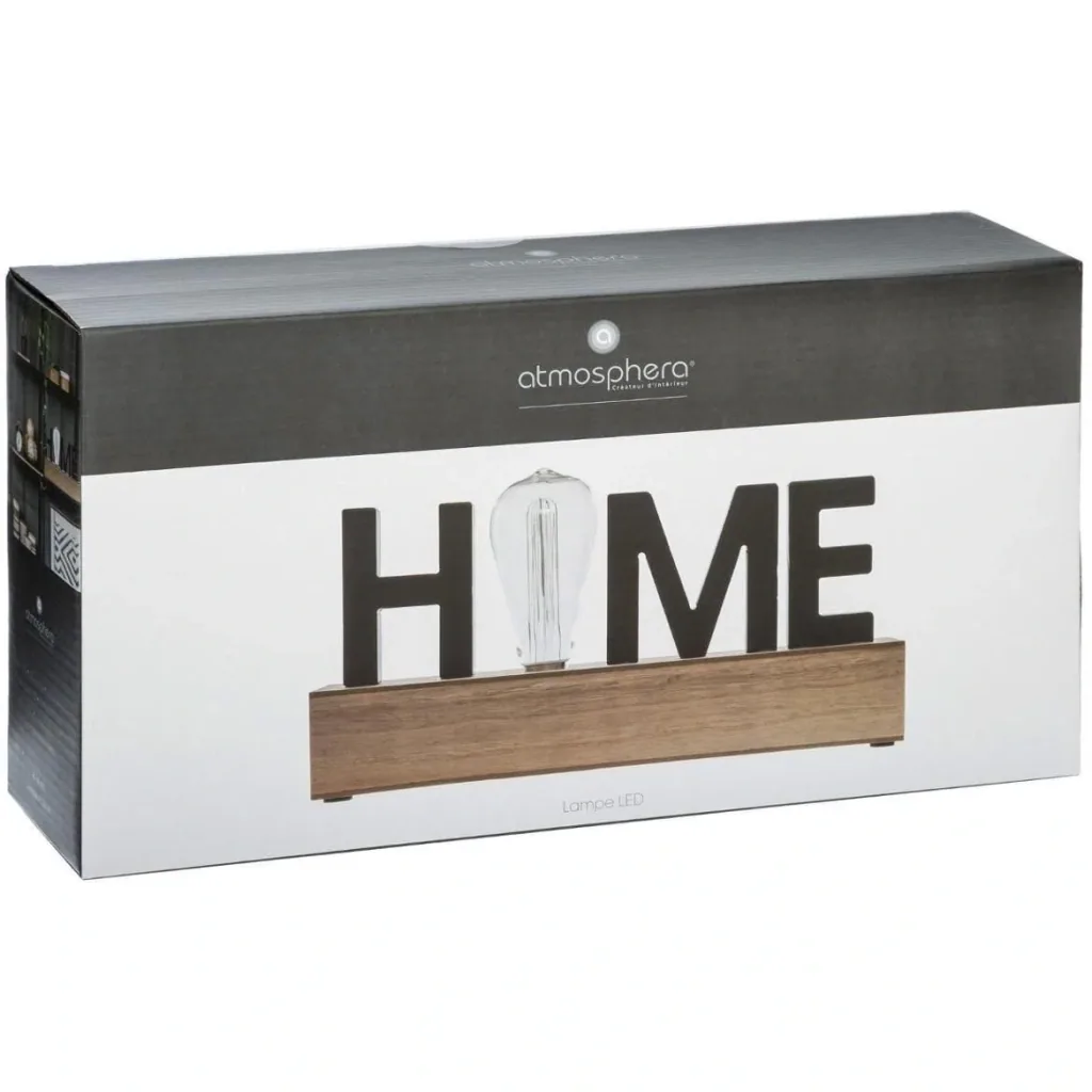 Lamp with HOME text - 34 cm - wood