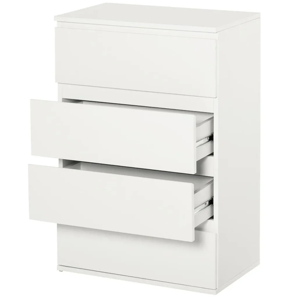 Drawer cabinet office cabinet with 4 drawers, removable, handleless, ball-bearing guides with anti-tilt pull tab