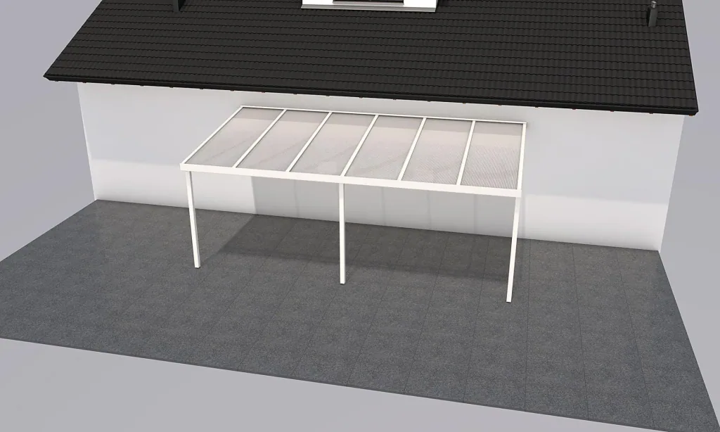 Patio roof Premium, white, 6110 x 3060 mm - Polycarbonate multi-wall sheets 16 mm, white striped