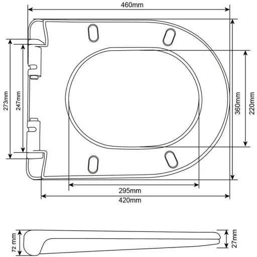 Ultra-flat toilet seat - quick installation system