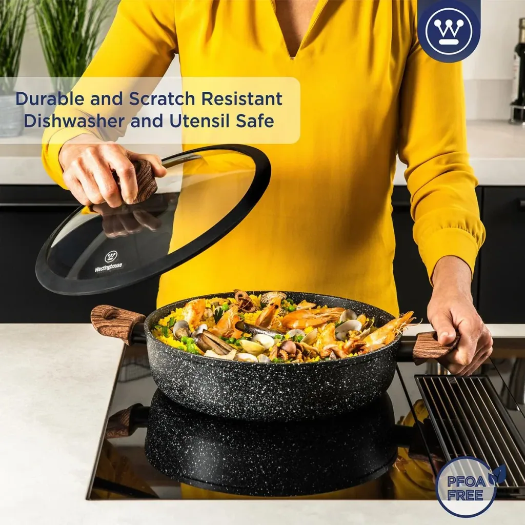 Black Marble Wood Frying Pan - 28 cm
