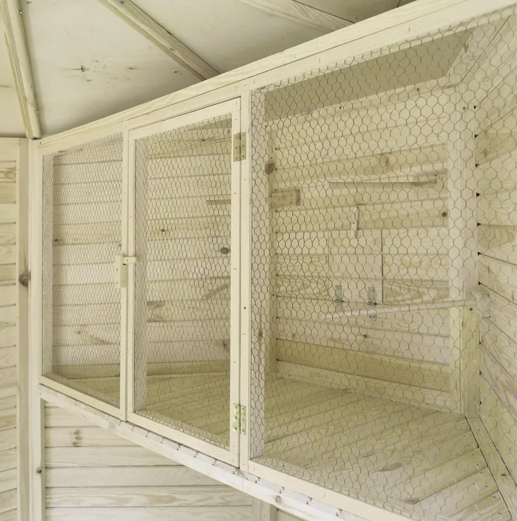 8-corner aviary with bird cage + entrance lock