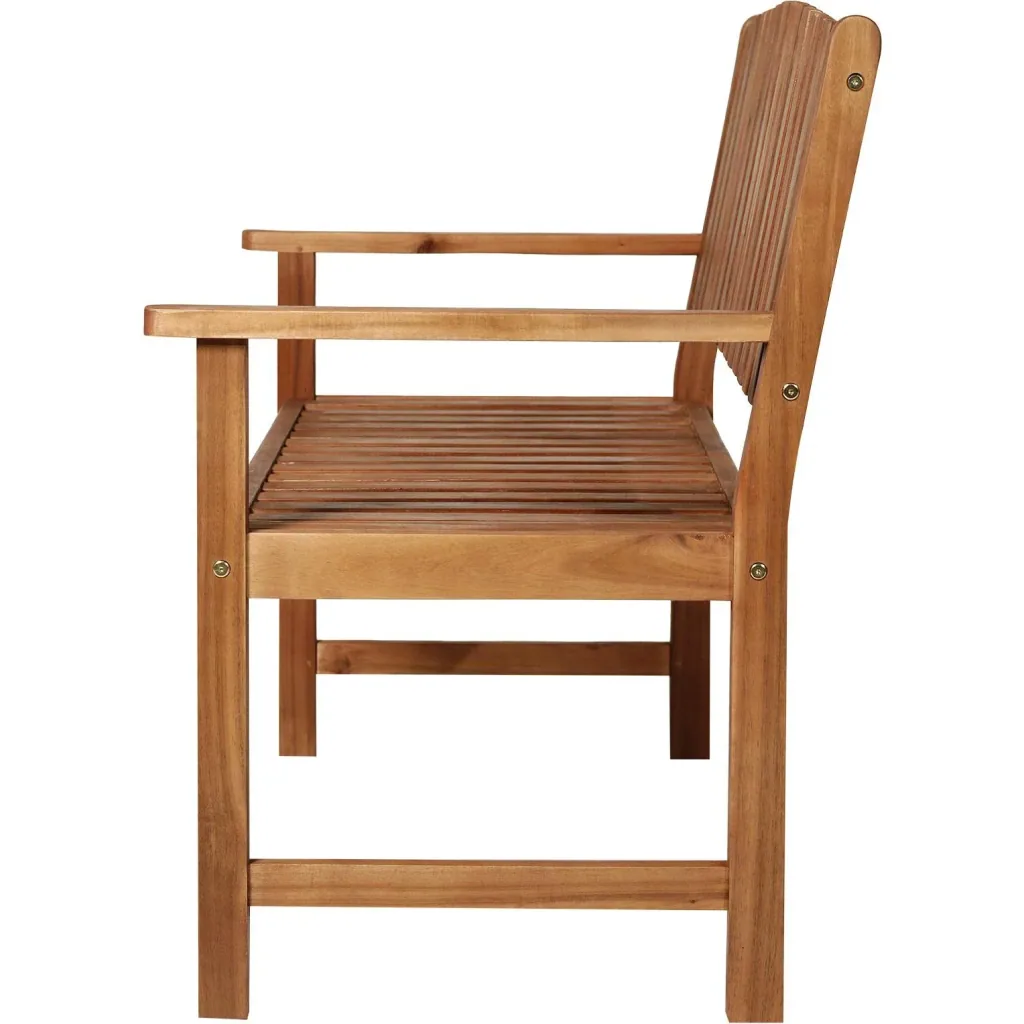 2-seater garden bench wooden bench with armrest country house style acacia wood red-brown 120 x 65 x 91.5 cm