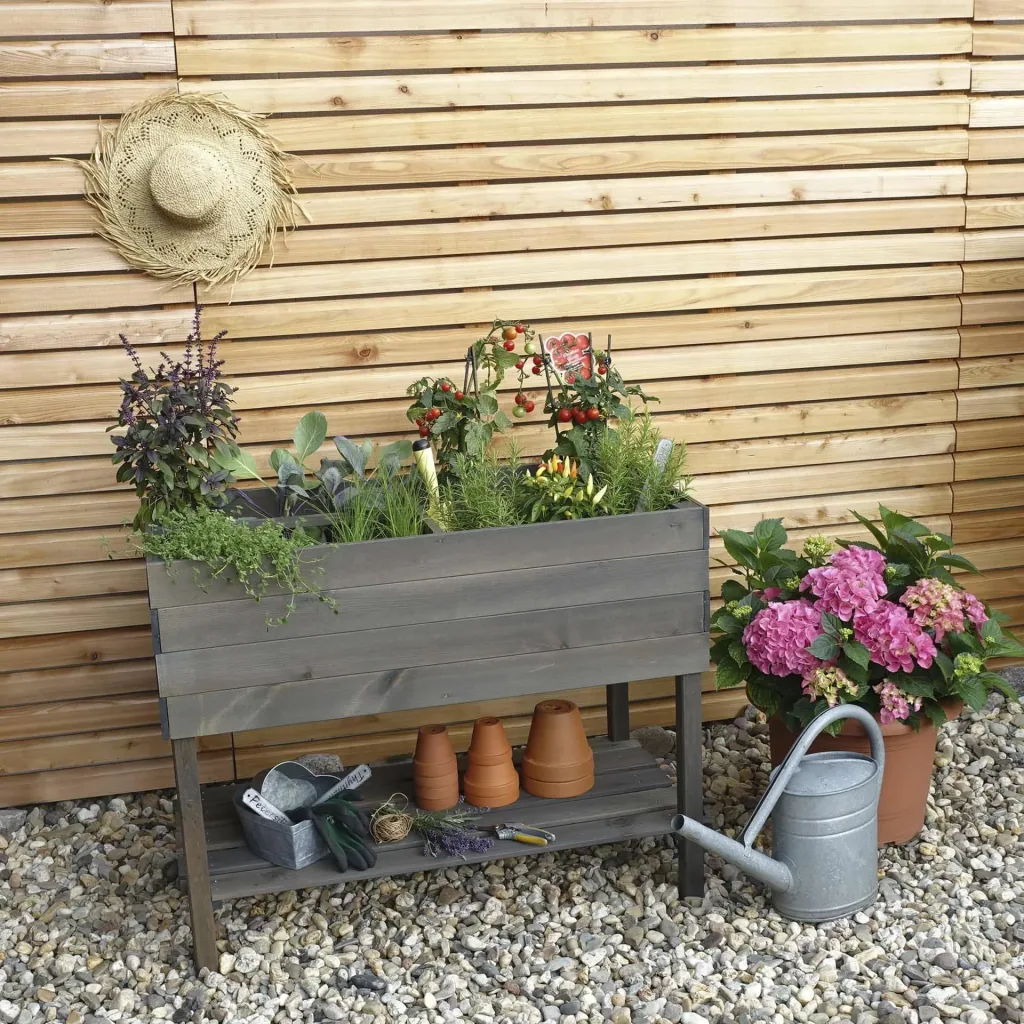 Balcony herb bed on legs, grey