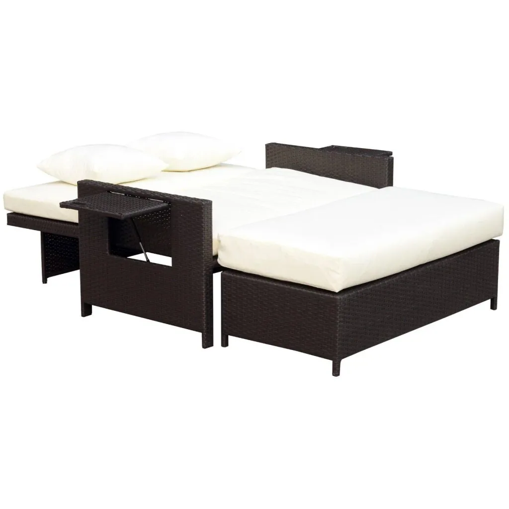 Polyrattan lounge sofa with cushions