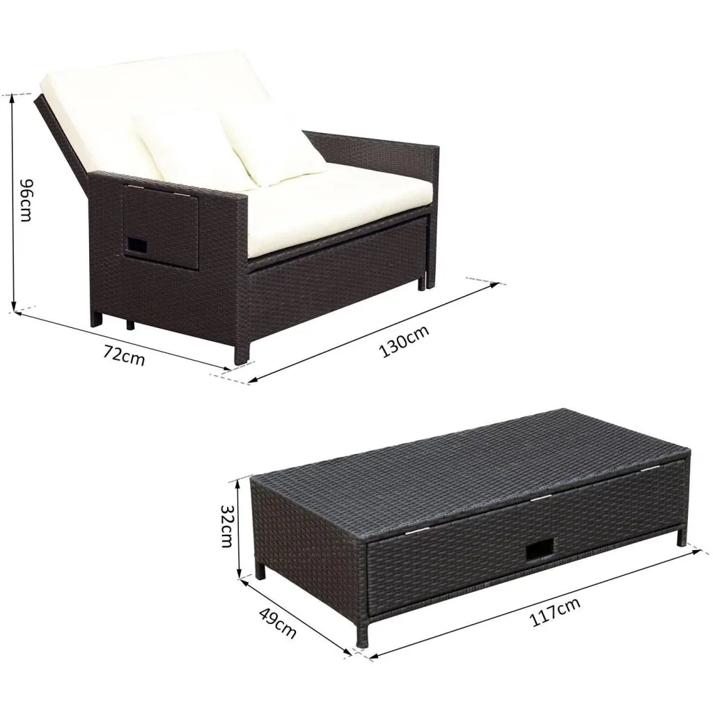 Polyrattan lounge sofa with cushions