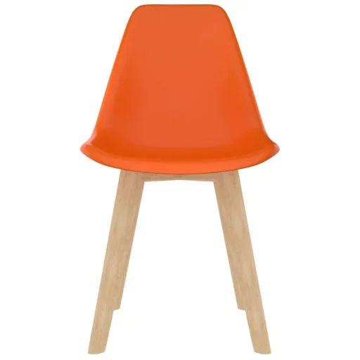 Dining table chairs, 4 pieces, orange plastic
