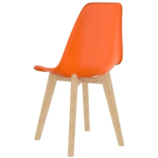 Dining table chairs, 4 pieces, orange plastic