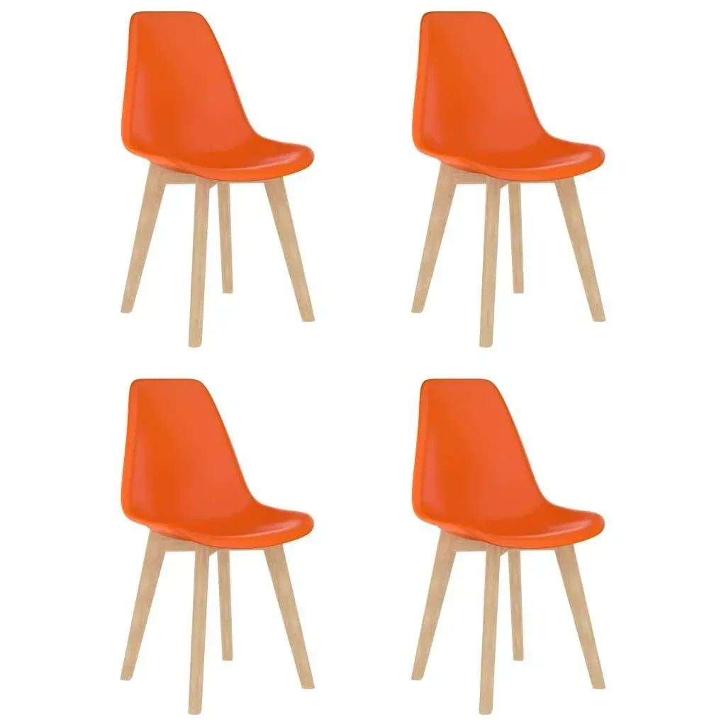 Dining table chairs, 4 pieces, orange plastic
