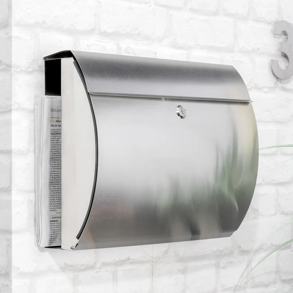 Stainless steel mailbox with newspaper compartment