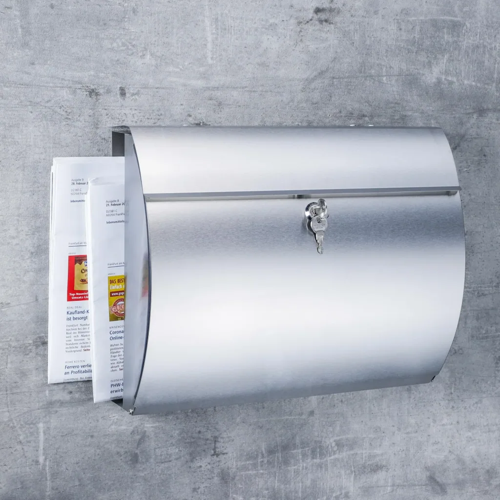 Stainless steel mailbox with newspaper compartment