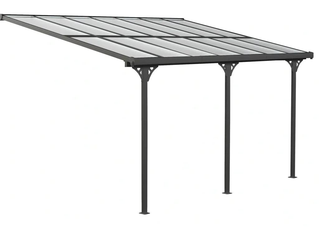 Terrasoverkapping Bruce 435, 435×300×270 cm, zwart – aluminium met polycarbonaat dak