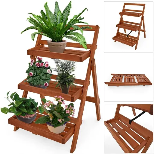 Flower staircase 3 steps acacia wood