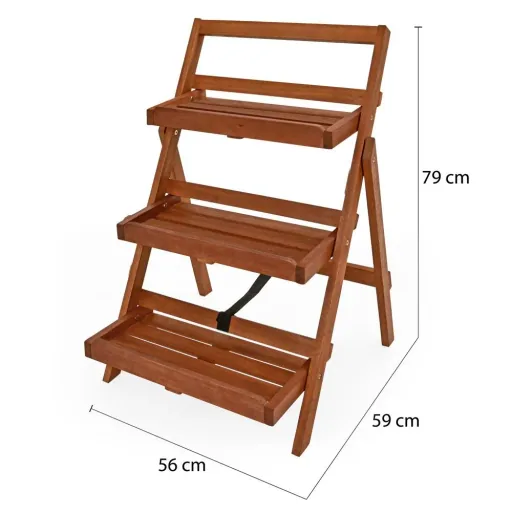 Flower staircase 3 steps acacia wood