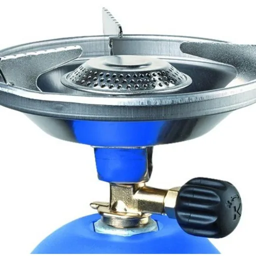 Gas cooker with wind protection 1200 watts blue