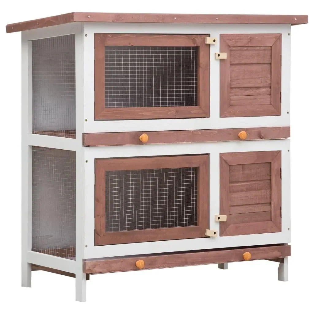 Outdoor rabbit hutch with 4 doors