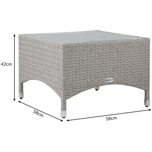 Polyrotan side table grey, 58 x 58 x 42 cm