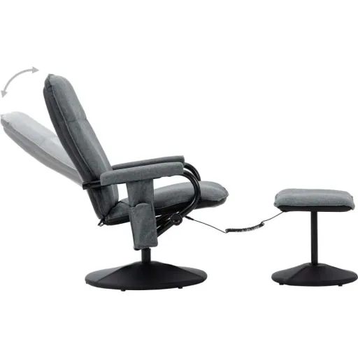Massage table adjustable with footstool fabric light grey