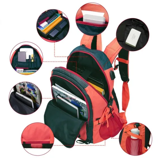 Sports and leisure backpack 25L red