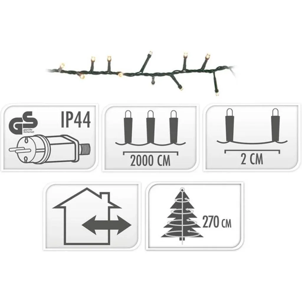 Christmas lights Snakelight 1000 LED - 40 meters - warm white - Microcluster