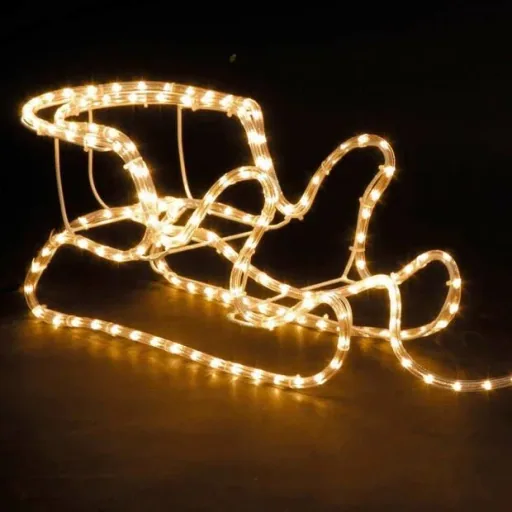 Christmas reindeer with sleigh - Christmas lights - warm white