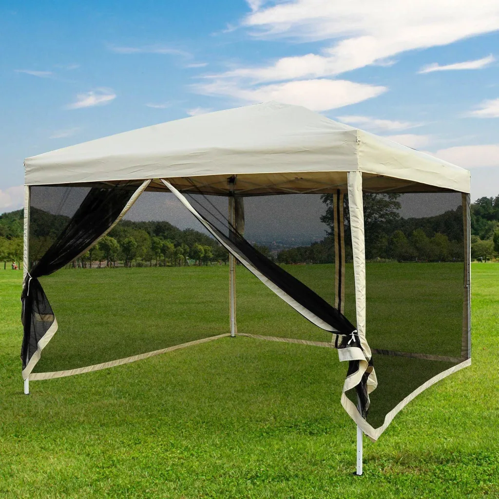 Folding gazebo with side walls 3x3m steel beige