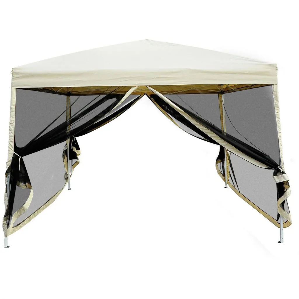 Folding gazebo with side walls 3x3m steel beige