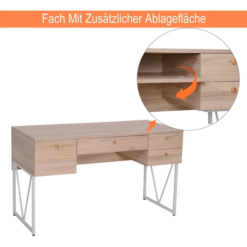 Desk computer table PC laptop office table 3 x drawer 1 x shelf