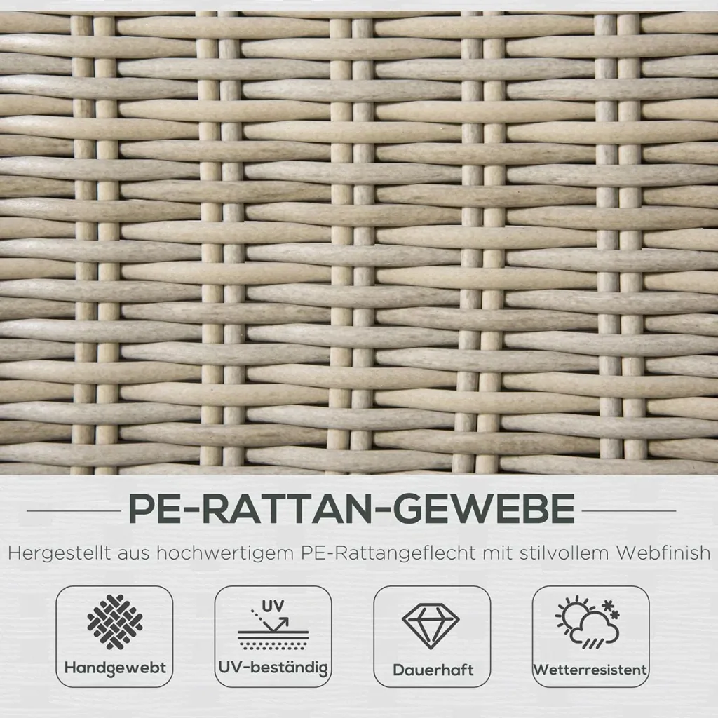 Foldable lounger in rattan look, light grey, 200 x 60 x 40 cm