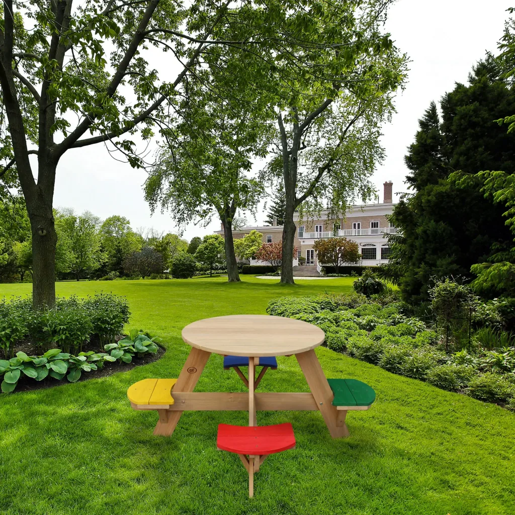 UFO Picnic Table Round Brown/White